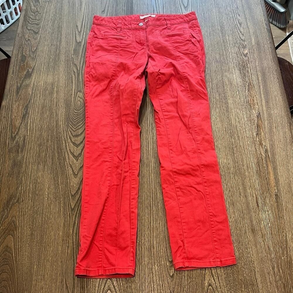 Ann Taylor LOFT Marisa Pants Mid Rise Welt Front Pockets Stretch Red Size 4